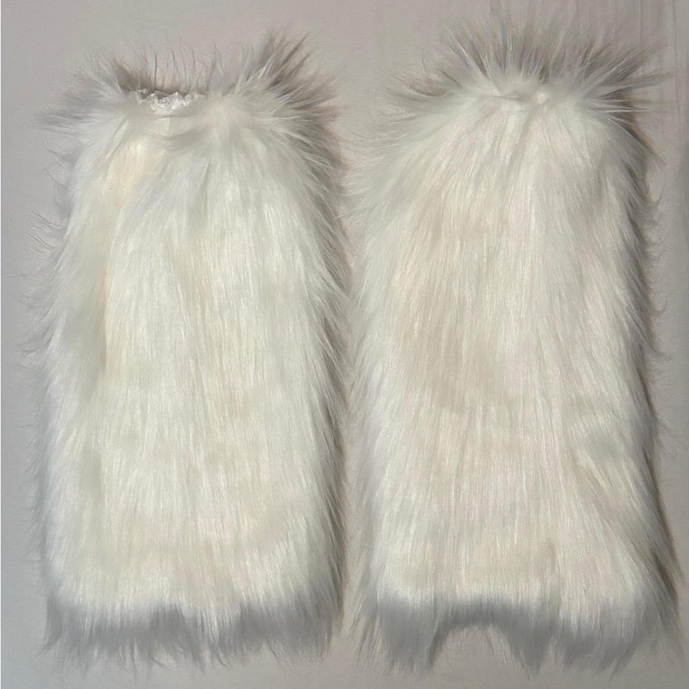 White Faux Fur Leg Warmers